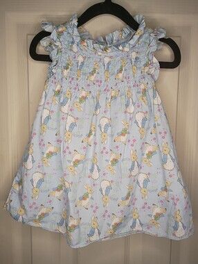 Peter Rabbit Baby Girl Dress Size 12M Matching Bloomer Blue